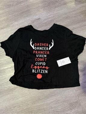 Black Holiday Reindeer Names Tee